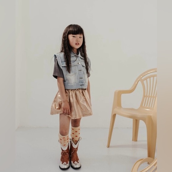 Repose Ams Gold Shiny Mini Skirt size 10Y - Picture 12 of 13